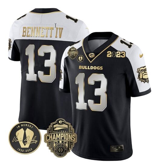 Stetson Bennett Jersey #13 Georgia Bulldogs Football 2023 Champions and Vince Dooley Patch Alternate Limited All Stitched