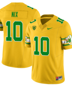 Bo Nix Jersey #10 Oregon Ducks ‘Mighty Oregon’ Throwback Football Uniforms Yellow