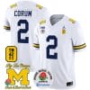Blake Corum Jersey #2 Michigan Wolverines Vapor TM 42 Honor Rose Bowl Patch Football White