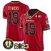 Brock Bowers Jersey #19 Georgia Bulldogs Football 2023 and Vince Dooley Patch Black Red All Stitched