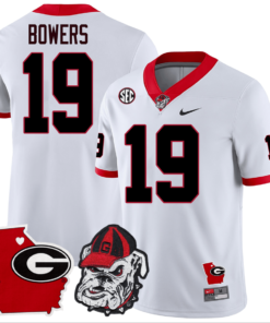 Brock Bowers Jersey #19 Georgia Bulldogs Georgia State Map College Football Stitched White