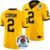Blake Corum Jersey #2 Michigan Wolverines Rose Bowl Game 2024 Patch College Football Playoff Maize