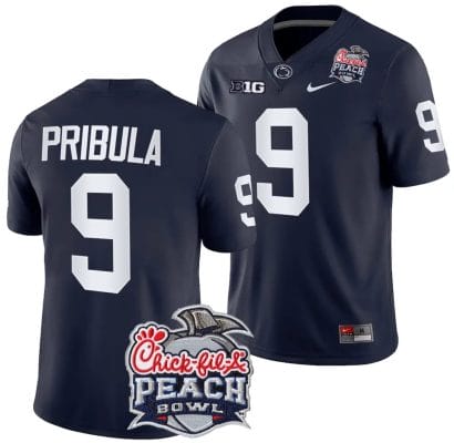 Beau Pribula Jersey #9 Penn State Peach Bowl Patch 2024 College Football Navy