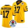 Braiden McGregor Jersey #17 Michigan Wolverines Rose Bowl Game 2024 Patch College Football Playoff Maize