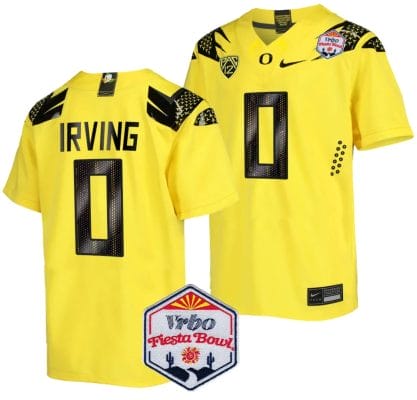 Bucky Irving Jersey #0 Oregon Ducks Fiesta Bowl Patch 2024 Football Yellow