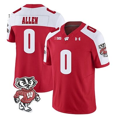 Braelon Allen Jersey #0 Wisconsin Badgers Vapor Limited College Football Red Alternate