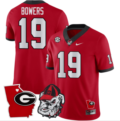 Brock Bowers Jersey #19 Georgia Bulldogs Georgia State Map College Football Stitched Red