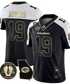 Brock Bowers Jersey #19 Georgia Bulldogs Football Vince Dooley Patch Georgia Map Alternate All Stitched