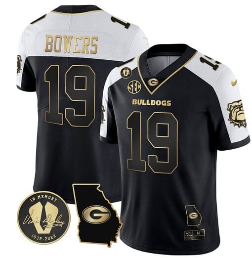 Brock Bowers Jersey #19 Georgia Bulldogs Football Vince Dooley Patch Georgia Map Alternate All Stitched