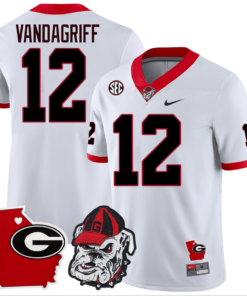 Brock Vandagriff Jersey #12 Georgia Bulldogs Georgia State Map College Football Stitched White