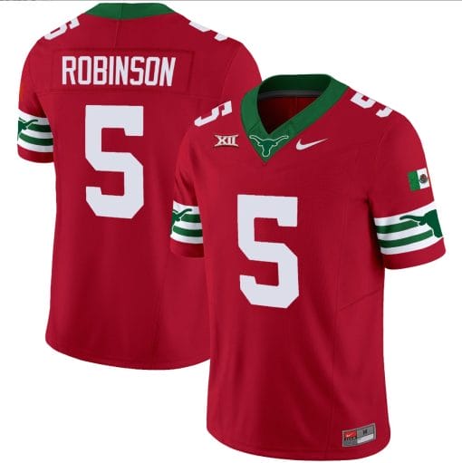 Bijan Robinson Jersey #5 Texas Longhorns Mexico Vapor College Football Red