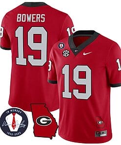 Brock Bowers Jersey #19 Georgia Bulldogs Football Vince Dooley Patch Georgia Map Red All Stitched