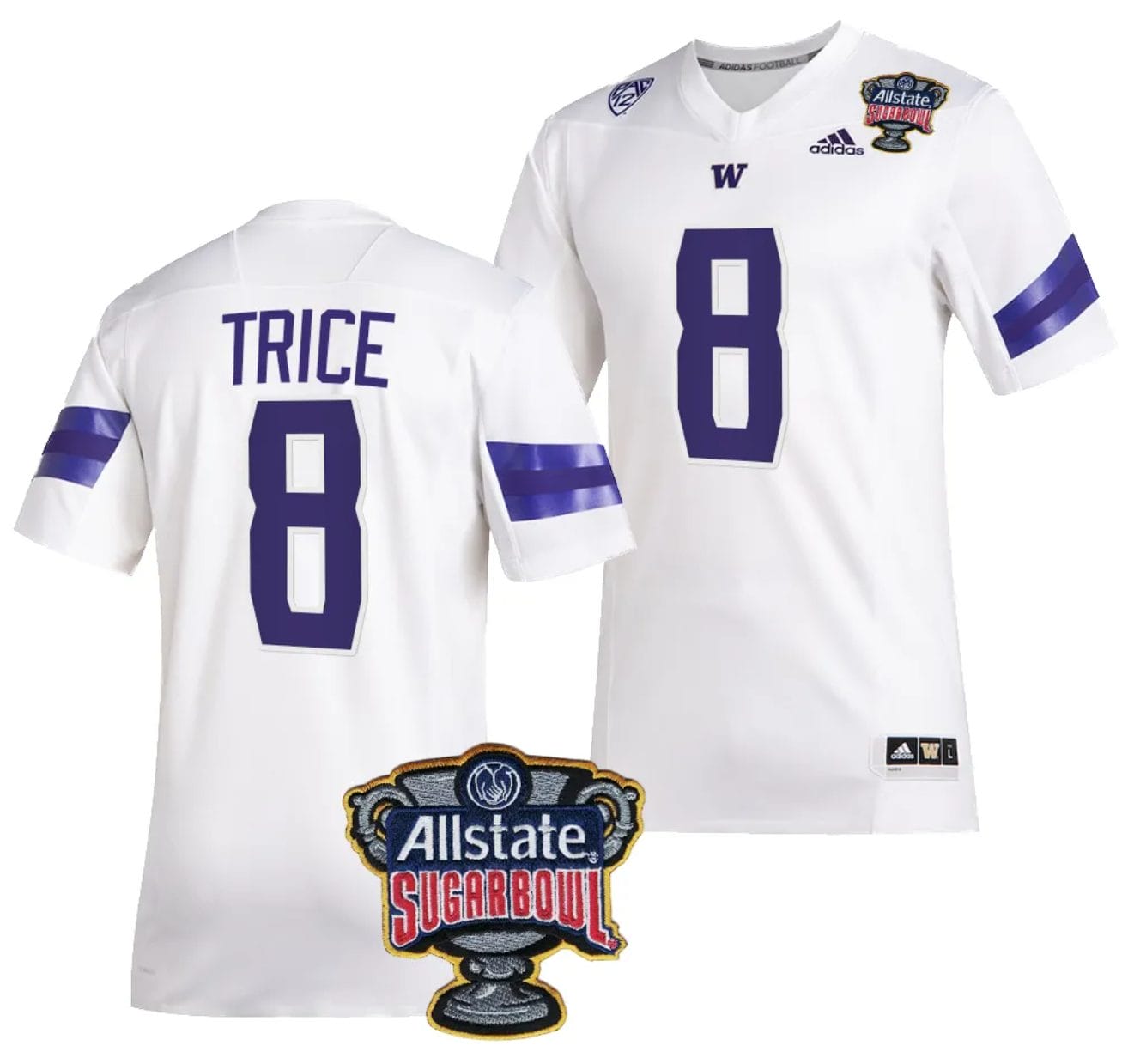 Bralen Trice Jersey #8 Washington Huskies Allstate Sugar Bowl Patch 2024 College Football White
