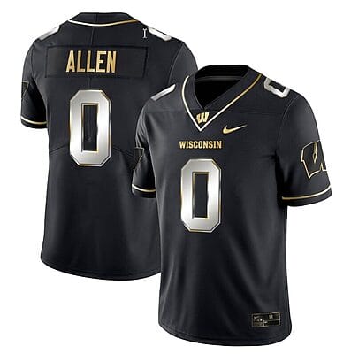 Braelon Allen Jersey #0 Wisconsin Badgers Gold Vapor College Football Black Limited
