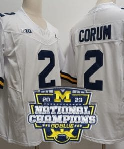 Blake Corum Jersey #2 Michigan Wolverines Football 2023 National Champions Patch White