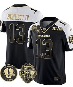 Stetson Bennett Jersey #13 Georgia Bulldogs Football 2023 Champions and Vince Dooley Patch Alternate All Stitched