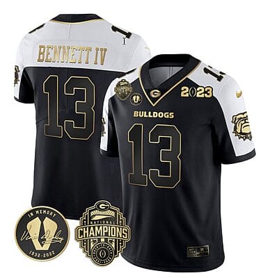 Stetson Bennett Jersey #13 Georgia Bulldogs Football 2023 Champions and Vince Dooley Patch Alternate All Stitched
