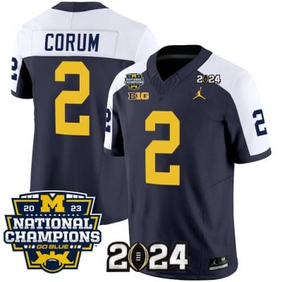 Blake Corum Jersey #2 Michigan Wolverines Vapor Limited Football 2024 National Champions Patch Alternate