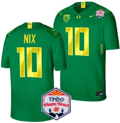 Bo Nix Jersey #10 Oregon Ducks Fiesta Bowl Patch 2024 Football Green
