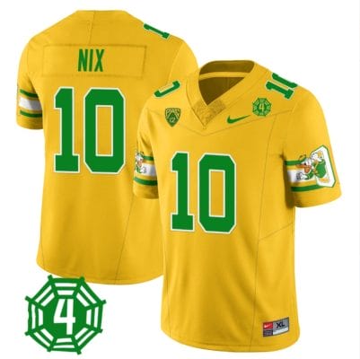 Bo Nix Jersey #10 Oregon Ducks Honor Spencer Webb Patch Football Yellow