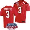 Bryce Ramierz Jersey #3 Texas Tech Red Raiders Independence Bowl Patch Football 2023 Red