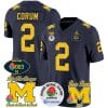 Blake Corum Jersey #2 Michigan Wolverines Vapor 1003 Wins Rose Bowl Patch Football Navy