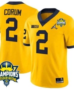 Blake Corum Jersey #9 Michigan Wolverines 2023 Big Ten Champions Patch Stitched Maize