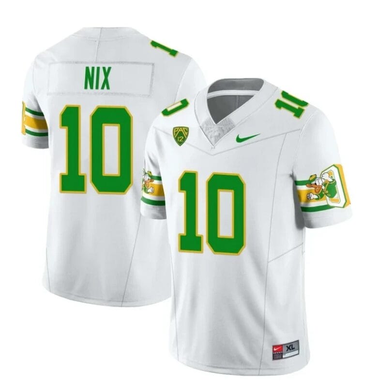 Bo Nix Jersey #10 Oregon Ducks Mighty Oregon 1984 Football Throwback White All Stitched