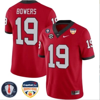 Brock Bowers Jersey #19 Georgia Bulldogs Orange Bowl Patch Football Stitched Red