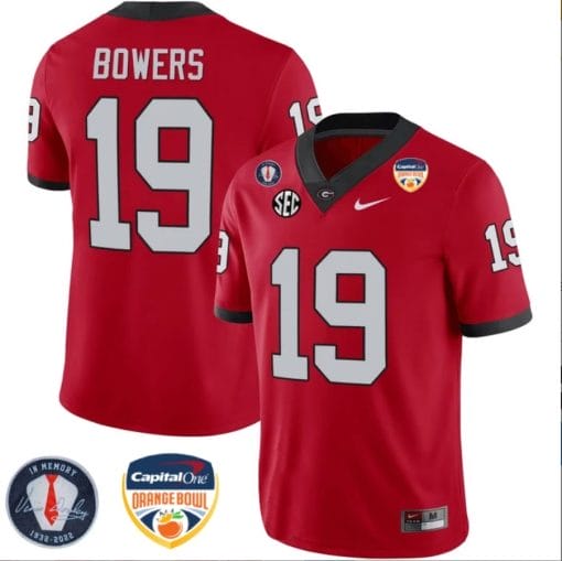 Brock Bowers Jersey #19 Georgia Bulldogs Orange Bowl Patch Football Stitched Red