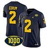 Blake Corum Jersey #2 Michigan Wolverines 1000 Wins Patch College Football Navy
