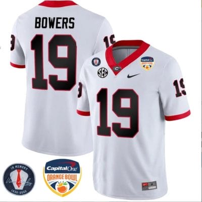 Brock Bowers Jersey #19 Georgia Bulldogs Orange Bowl Patch Football Stitched White