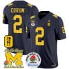 Blake Corum Jersey #2 Michigan Wolverines Vapor TM 42 Honor Rose Bowl Patch Football Navy
