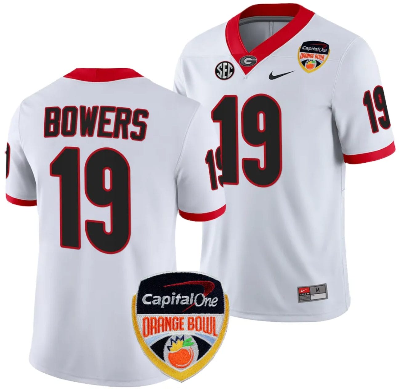 Brock Bowers Jersey #19 Georgia Bulldogs Orange Bowl Patch 2023 College Football White