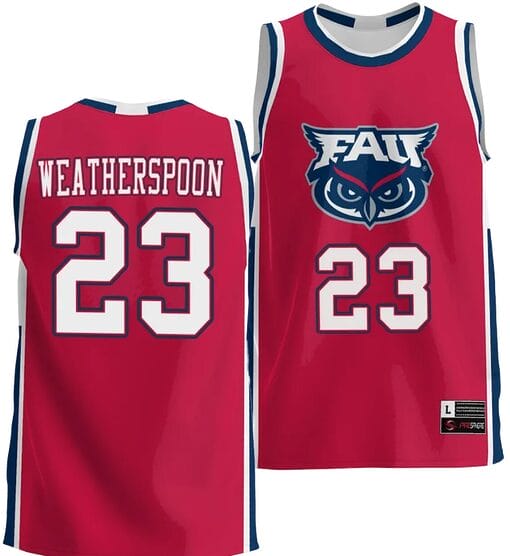Brandon Weatherspoon Jersey #23 FAU Owls NIL College Basketball Lightweight Red