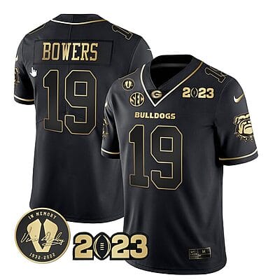 Brock Bowers Jersey #19 Georgia Bulldogs Football Black Gold All Stitched