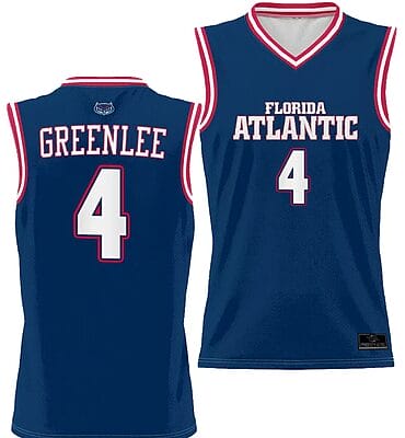 Bryan Greenlee Jersey #4 FAU Owls Full Sublimated Alternate Basketball Navy