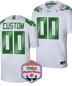 Custom Oregon Ducks Jersey Name and Number Fiesta Bowl Patch 2024 Football White
