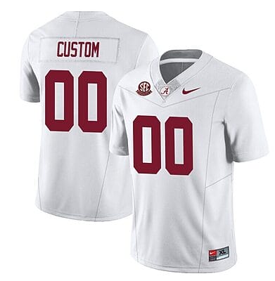 Custom Alabama Jersey Name and Number Football College SEC Graduate Patch White All Stitched