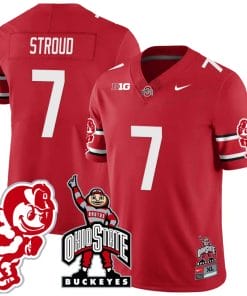CJ Stroud Jersey #7 Ohio State Buckeyes Football Stitched Brutus Buckeye Patch Scarlet