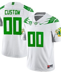 Custom Oregon Ducks Jersey Duck Logo Name and Number Football White