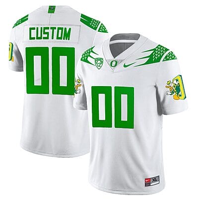 Custom Oregon Ducks Jersey Duck Logo Name and Number Football White
