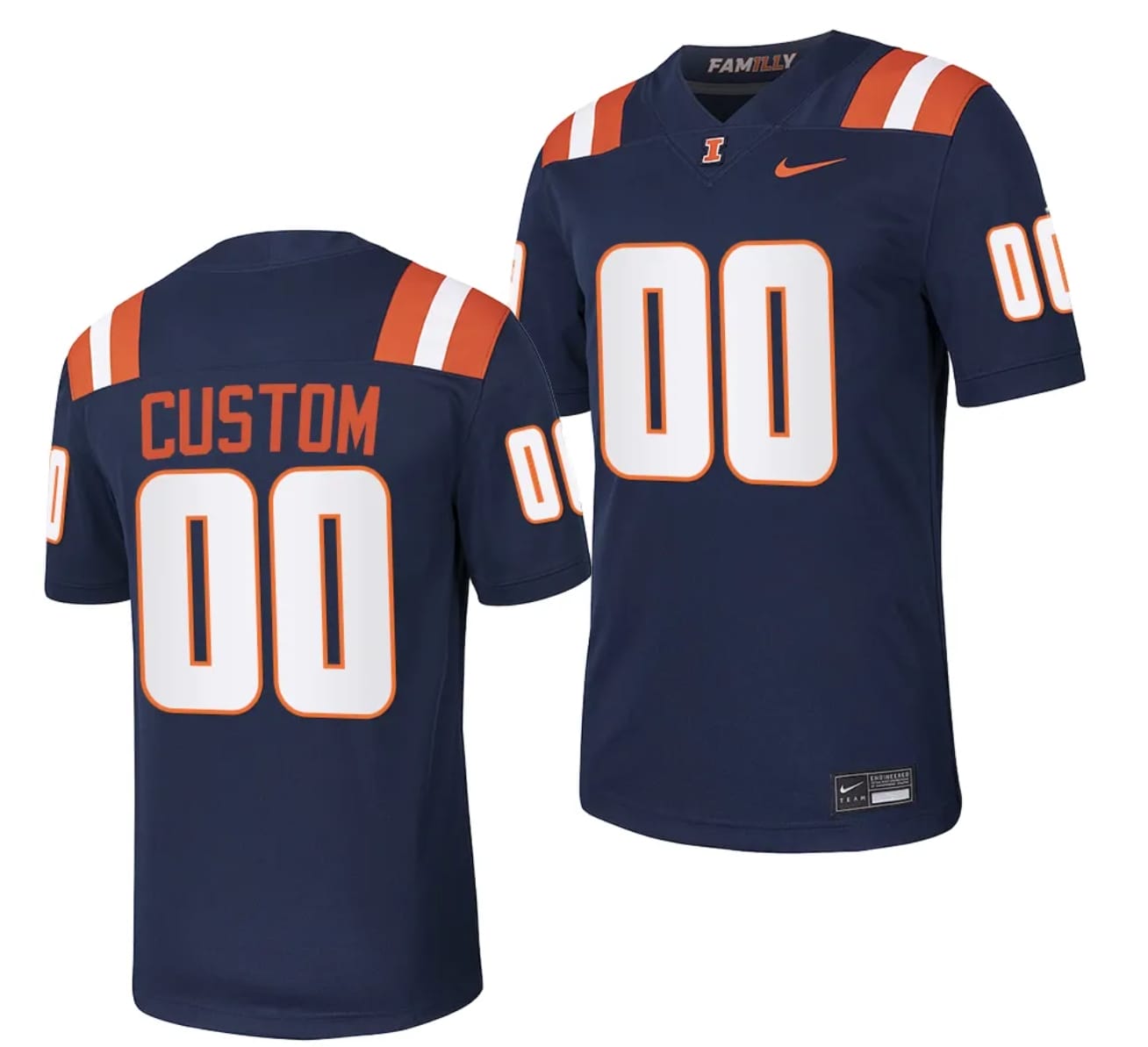 Custom Illinois Fighting Illini Jersey Name and Number College Football Stitched Navy 2023