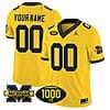 Custom Michigan Wolverines Jersey Name and Number 1000 Wins Patch Vapor College Football Maize