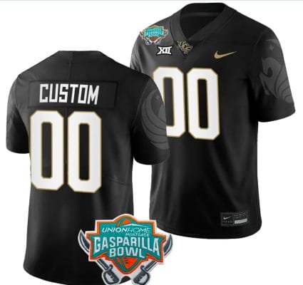 Custom UCF Knights Jersey Name and Number 2023 Gasparilla Bowl Patch Football Black