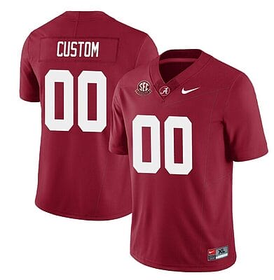 Custom Alabama Jersey Name and Number Football College SEC Graduate Patch Crimson All Stitched