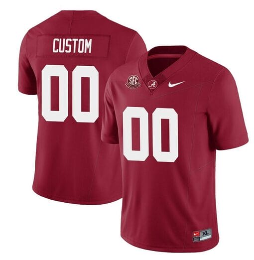 Custom Alabama Jersey Name and Number Football College SEC Graduate Patch Crimson All Stitched