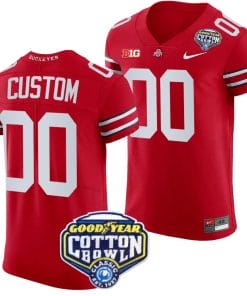 Custom Ohio State Buckeyes Jersey Name and Number Cotton Bowl Patch 2023 Football Scarlet