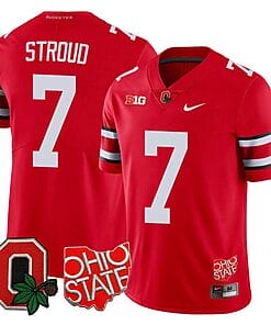 CJ Stroud Jersey #7 Ohio State Buckeyes College Football Stitched Logo Patch Scarlet