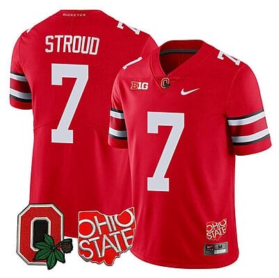 CJ Stroud Jersey #7 Ohio State Buckeyes College Football Stitched Logo Patch Scarlet